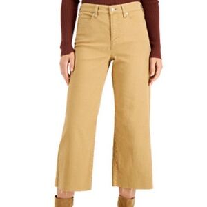 OAT NY Wide Leg Pants Jeans Women 32 ( 36x24 ) Mustard High Rise Crop Stretch